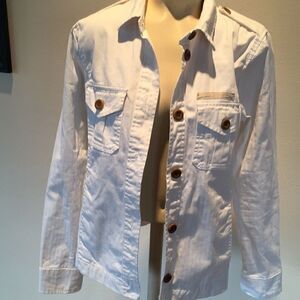 Gap denim jacket  Four pockets buttons Small Cream with light striped detail